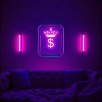 Purple neon-lit room